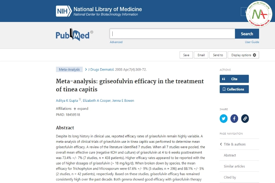 Meta-analysis: griseofulvin efficacy in the treatment of tinea capitis