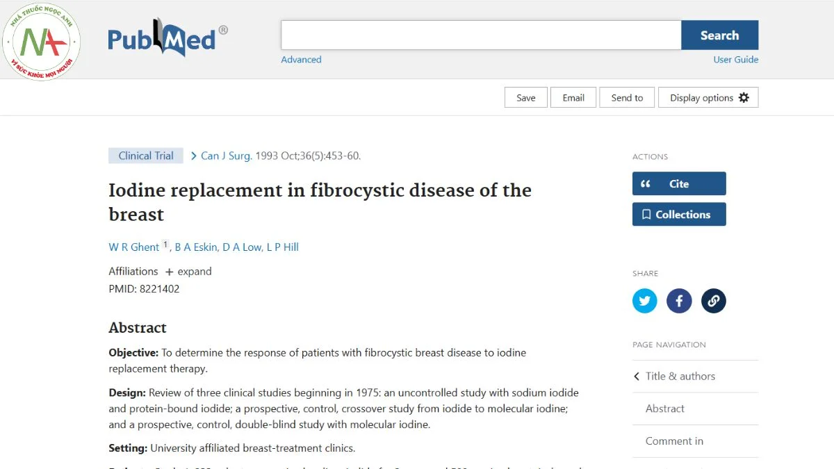 Iodine replacement in fibrocystic disease of the breast
