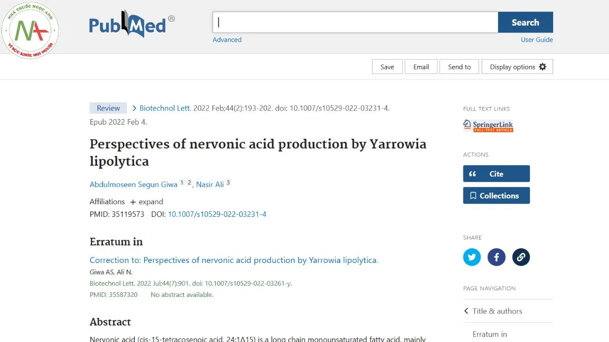Perspectives of nervonic acid production by Yarrowia lipolytica
