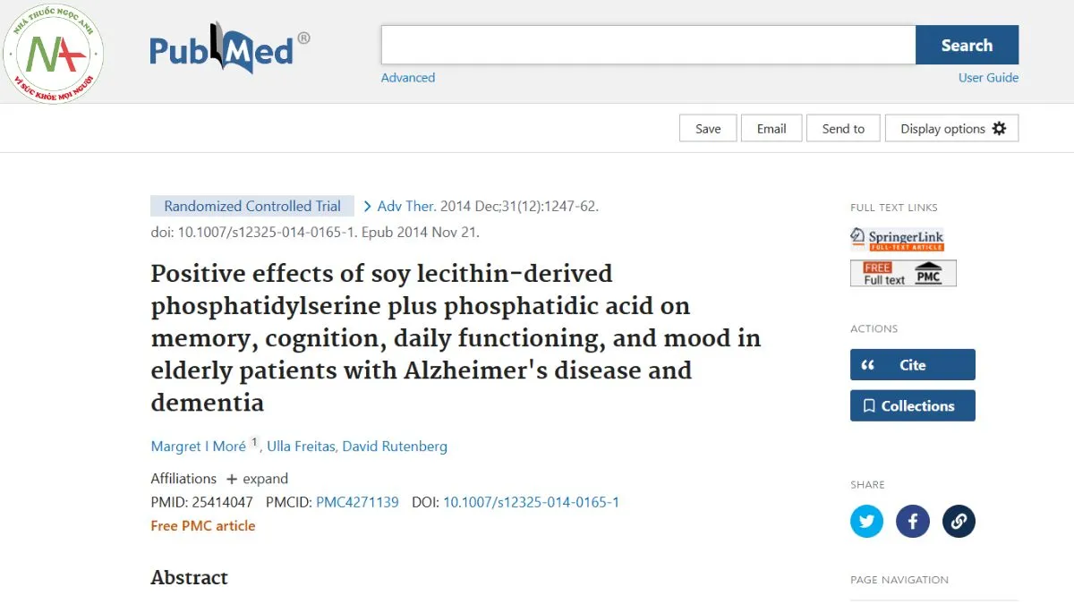 Positive effects of soy lecithin-derived phosphatidylserine plus phosphatidic acid on memory, cognition, daily functioning, and mood in elderly patients with Alzheimer's disease and dementia