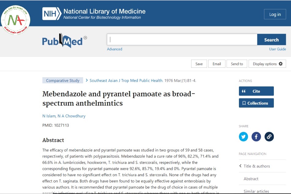 Mebendazole and pyrantel pamoate as broad-spectrum anthelmintics