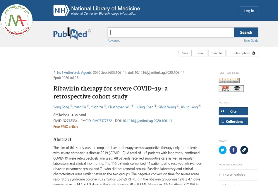 Ribavirin therapy for severe COVID-19: a retrospective cohort study