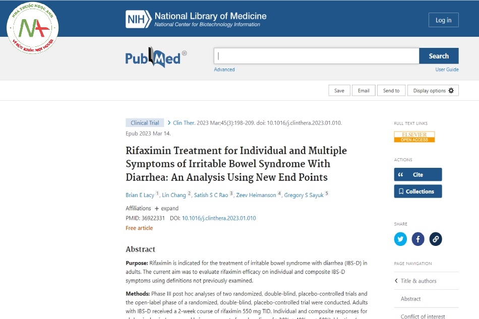 Rifaximin Treatment for Individual and Multiple Symptoms of Irritable Bowel Syndrome With Diarrhea: An Analysis Using New End Points