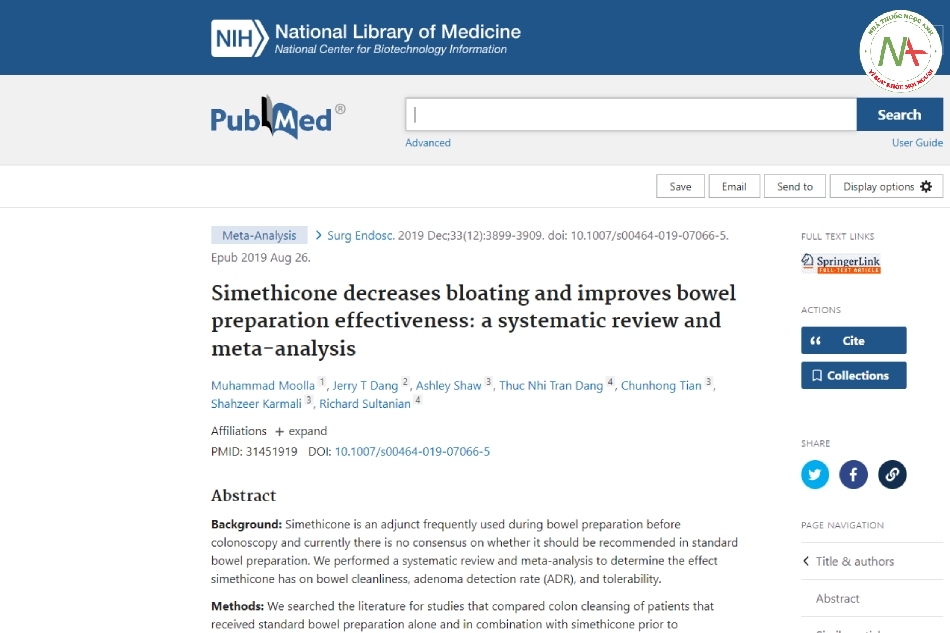 Simethicone decreases bloating and improves bowel preparation effectiveness: a systematic review and meta-analysis