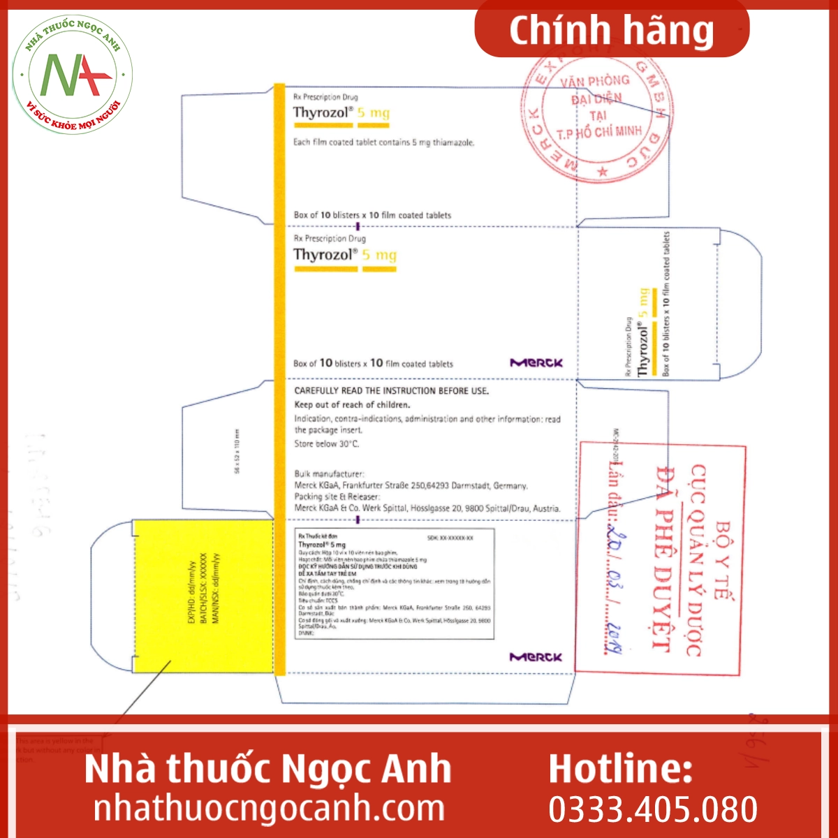 Nhãn thuốc Thyrozol 5mg