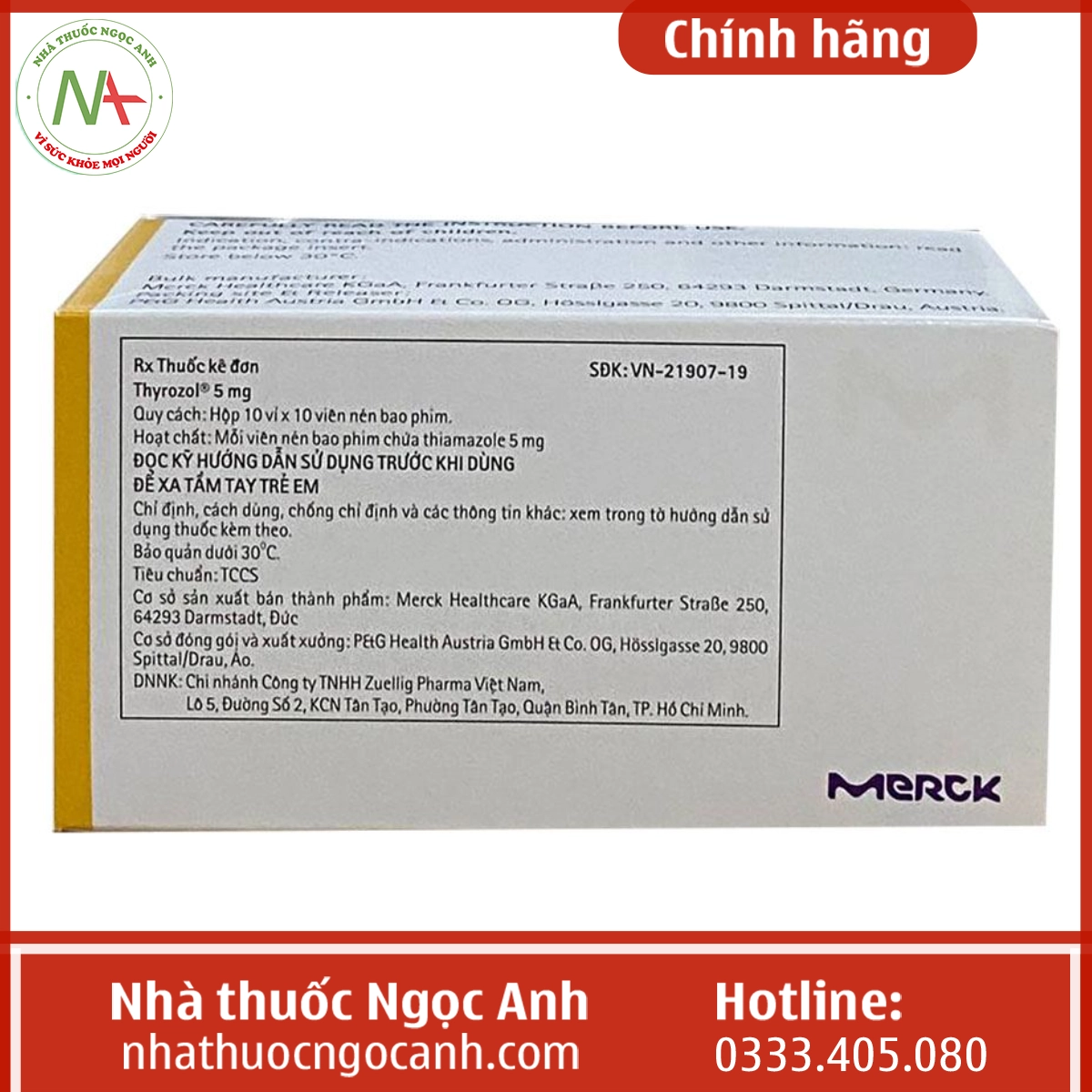 Hộp thuốc Thyrozol 5mg