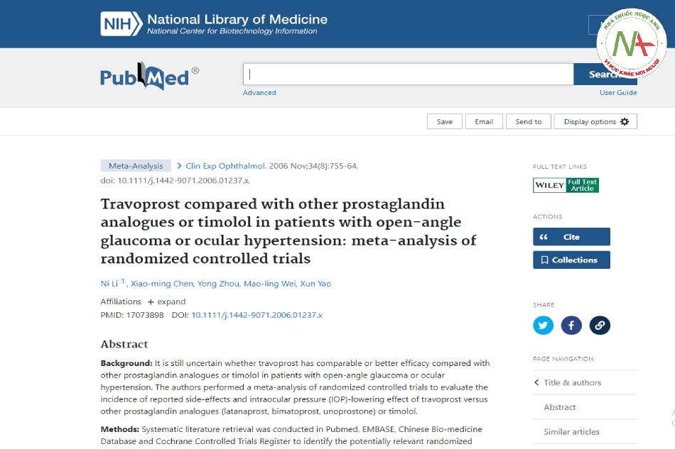 Travoprost compared with other prostaglandin analogues or timolol in patients with open-angle glaucoma or ocular hypertension_ meta-analysis of randomized controlled trials