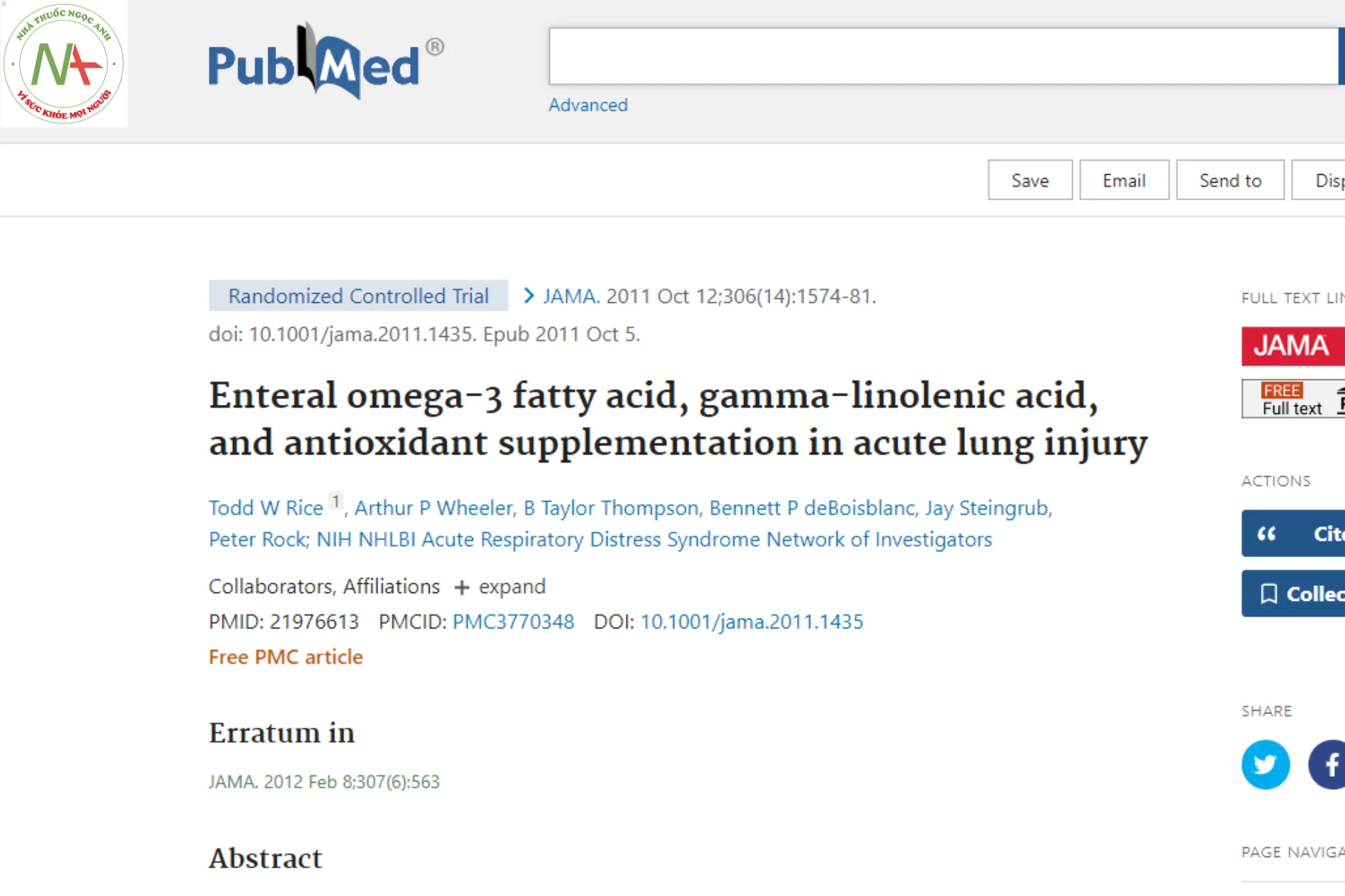 Enteral omega-3 fatty acids, gamma-linolenic acid and antioxidant supplementation in acute lung injury.