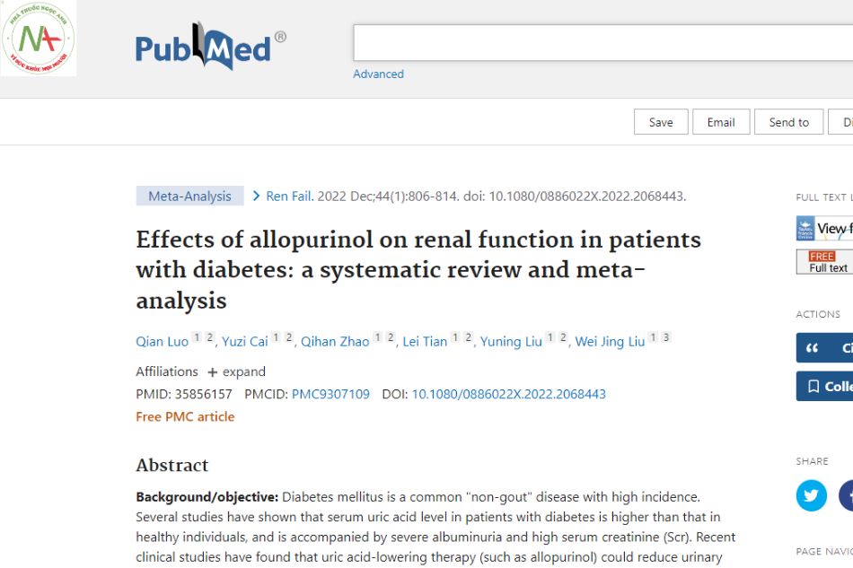 Effect of allopurinol on renal function in diabetic patients
