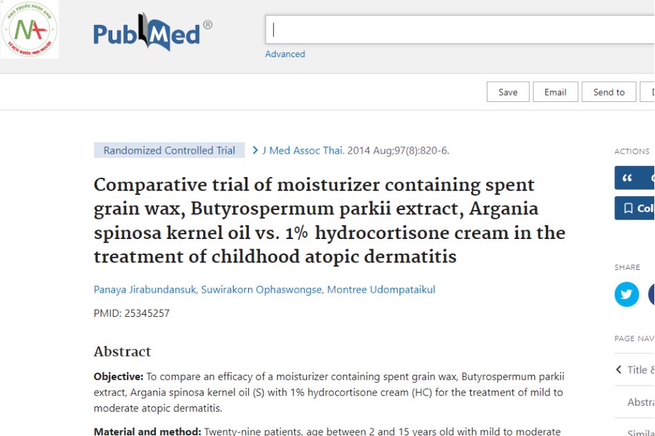 Comparative trial of a moisturizer containing used nut wax, Butyrospermum parkii extract, and Argania spinosa nut oil versus 1% hydrocortisone cream in the treatment of atopic dermatitis in children.