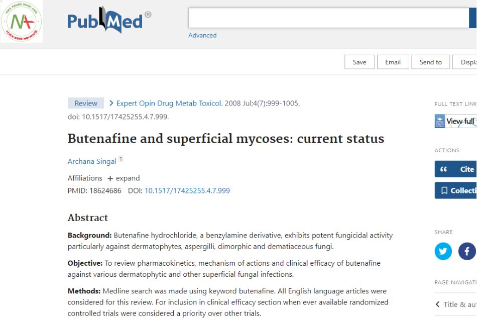 Butenafine and superficial mycoses: current reports