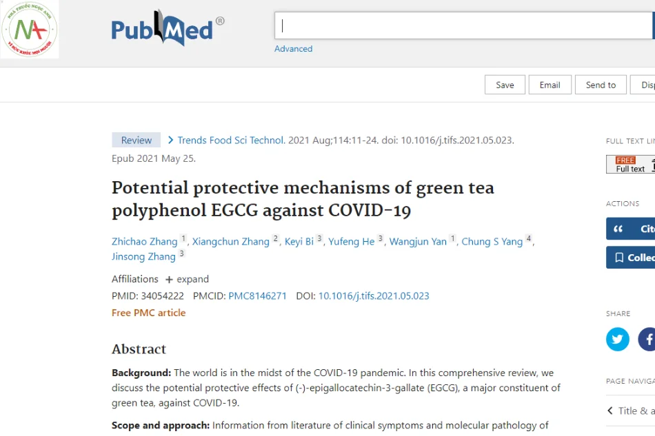 Potential protective mechanism of green tea polyphenol EGCG against COVID-19