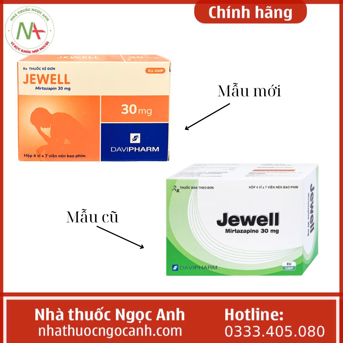 Thông báo thay đổi bao bì thuốc Jewell 30mg