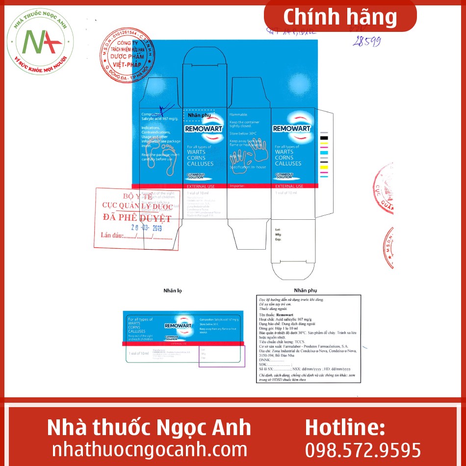 Dung dịch bôi Remowart trị mụn cóc chai 10ml