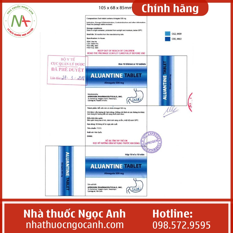 Thuốc Aluantine Tablet 500mg