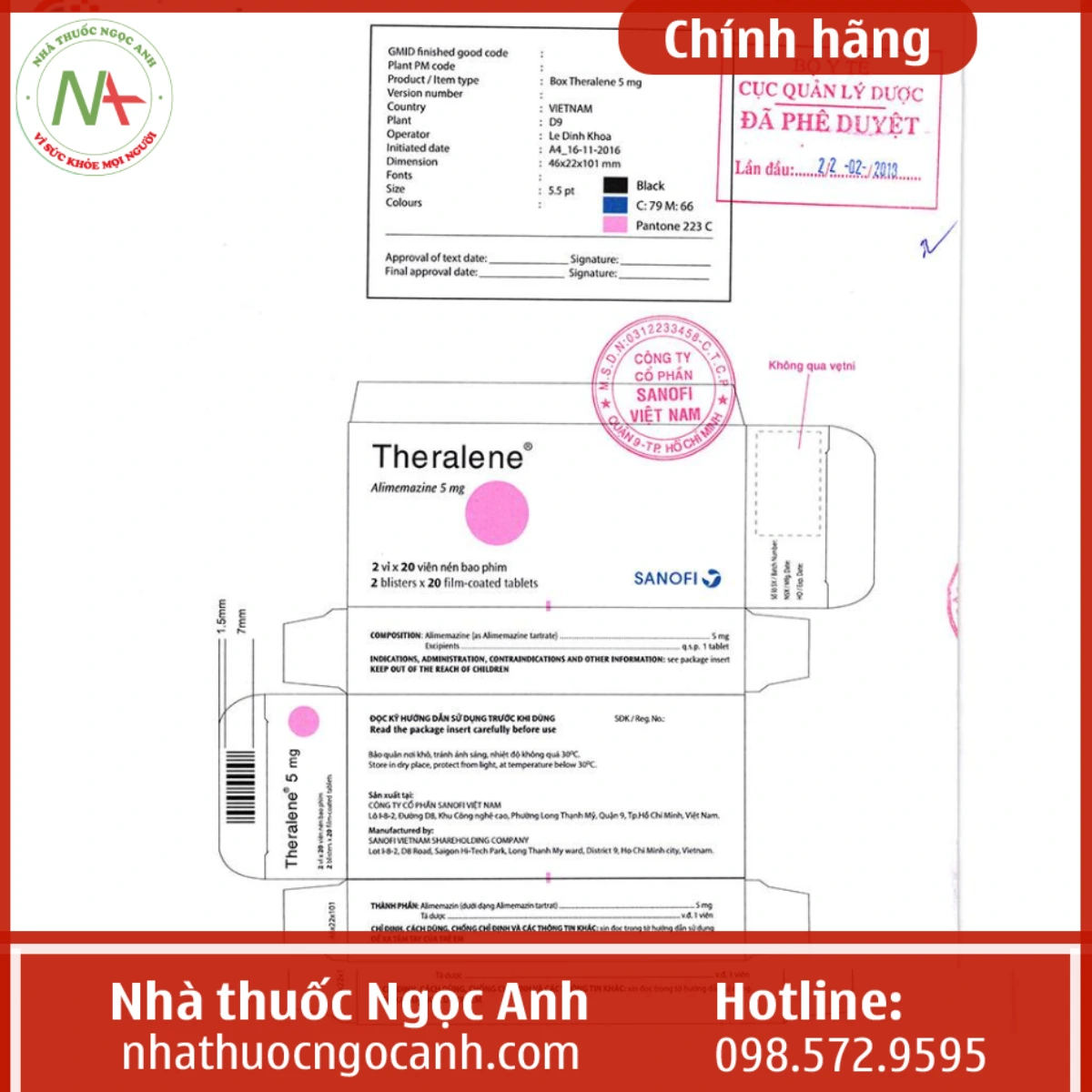 Theralene 5mg (Hộp 40 viên)