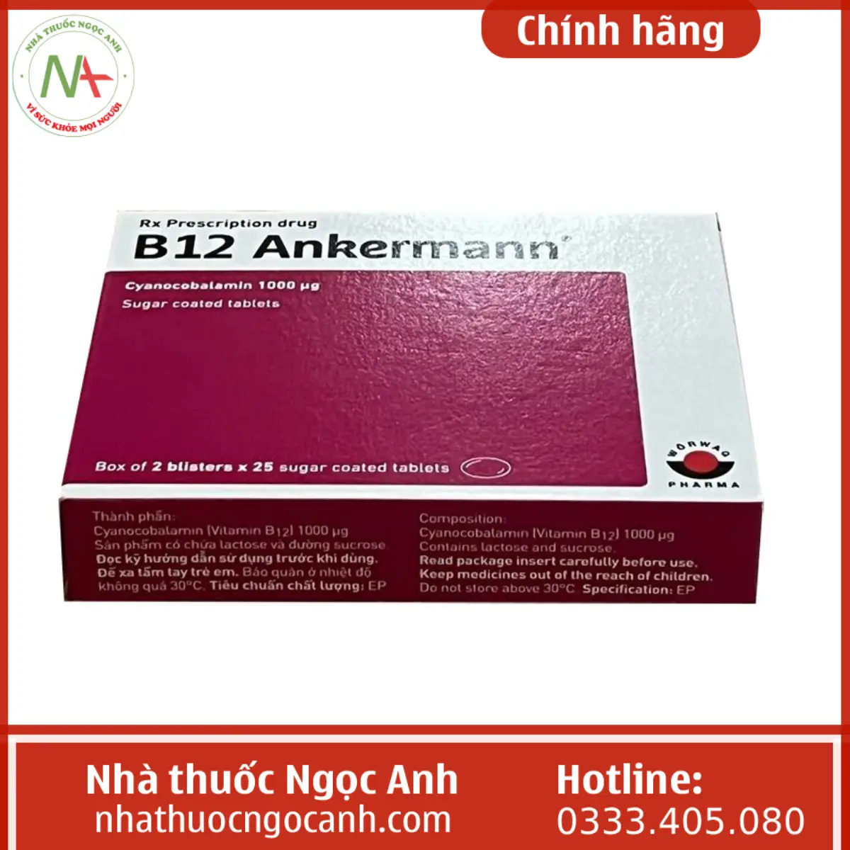 B12 Ankermann Worwag Pharma - Thuốc dự phòng và điều trị thiếu vitamin B12