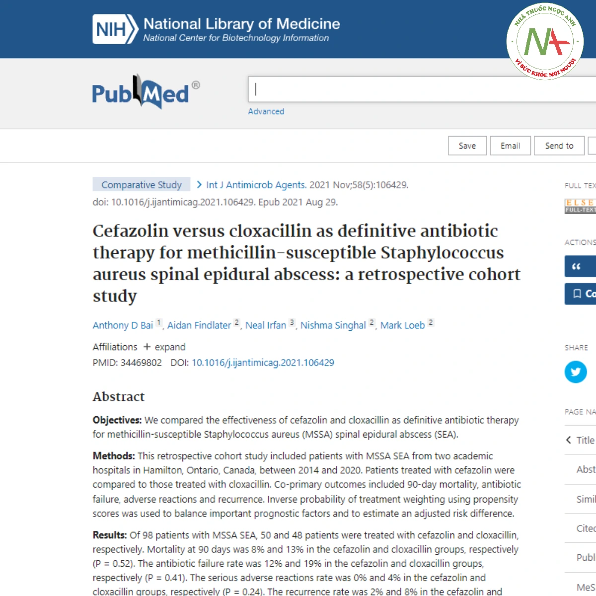 Cefazolin versus cloxacillin as definitive antibiotic therapy for methicillin-susceptible Staphylococcus aureus spinal epidural abscess_ a retrospective cohort study