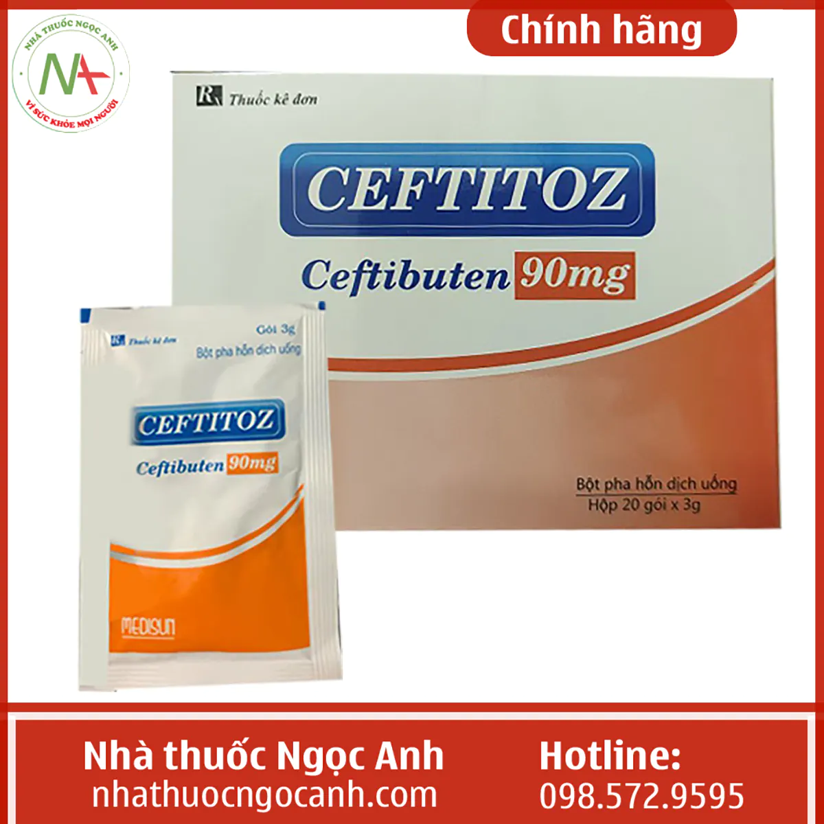 Hộp thuốc Ceftitoz 90mg