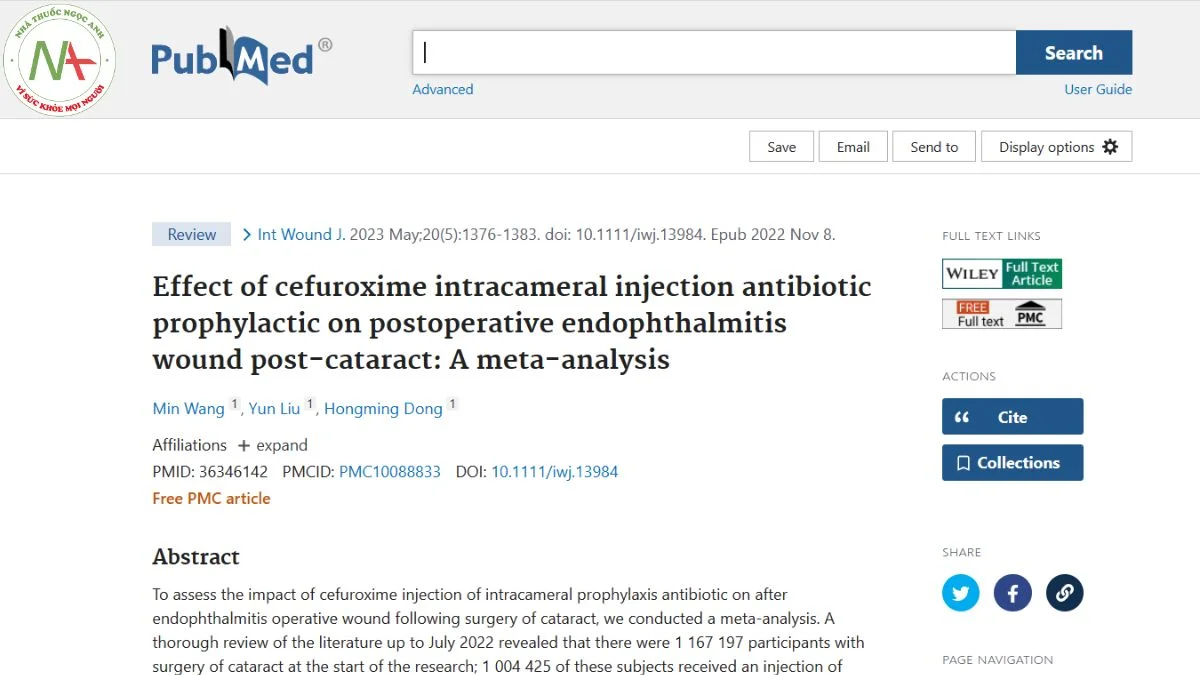 Effect of cefuroxime intracameral injection antibiotic prophylactic on postoperative endophthalmitis wound post-cataract: A meta-analysis
