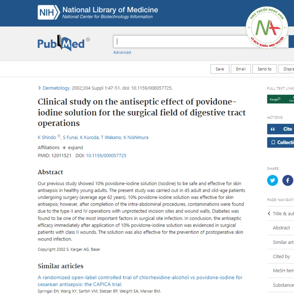 Clinical study on the antiseptic effect of povidone-iodine solution for the surgical field of digestive tract operations