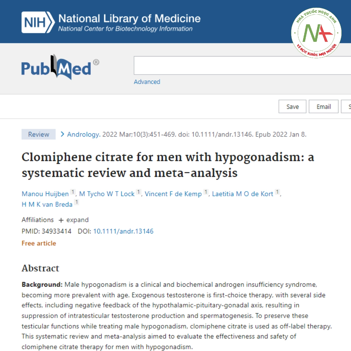 Clomiphene citrate for men with hypogonadism: a systematic review and meta-analysis
