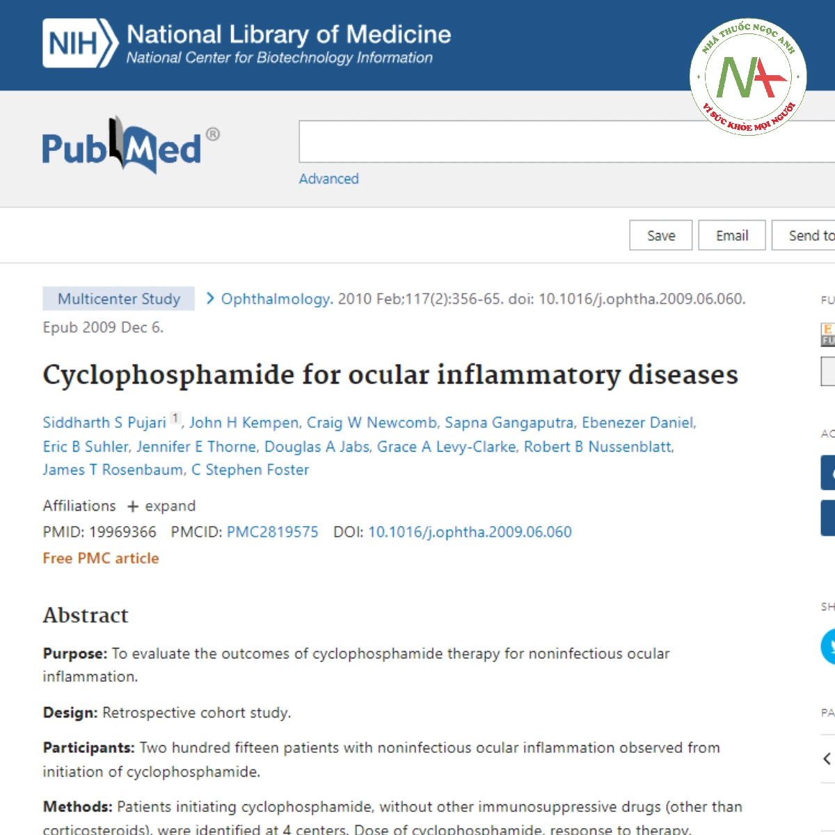 Cyclophosphamide for ocular inflammatory diseases