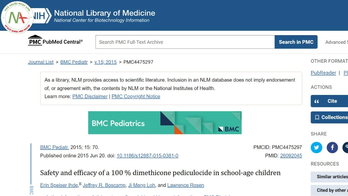 Safety and efficacy of a 100% dimethicone pediculocide in school-age children
