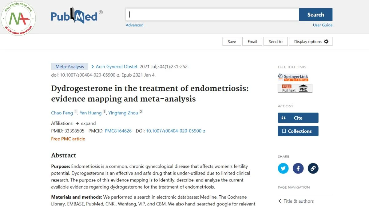 Dydrogesterone in the treatment of endometriosis: evidence mapping and meta-analysis