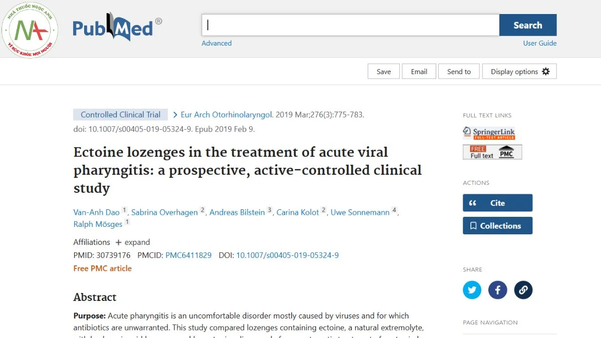 Ectoine lozenges in the treatment of acute viral pharyngitis: a prospective, active-controlled clinical study