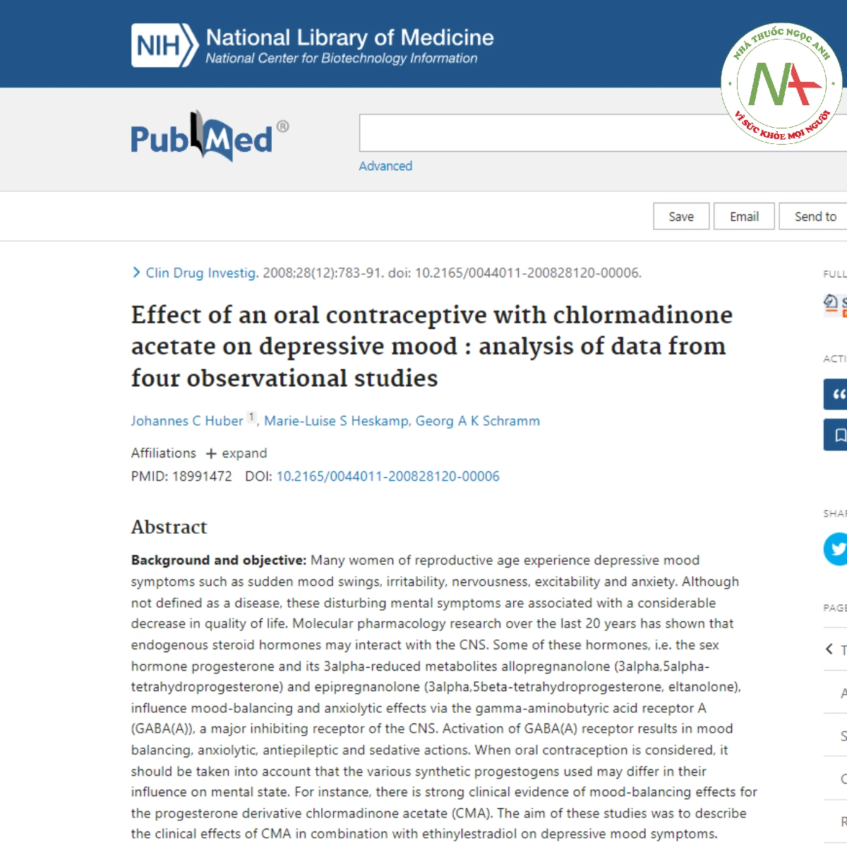 Effect of an oral contraceptive with chlormadinone acetate on depressive mood : analysis of data from four observational studies