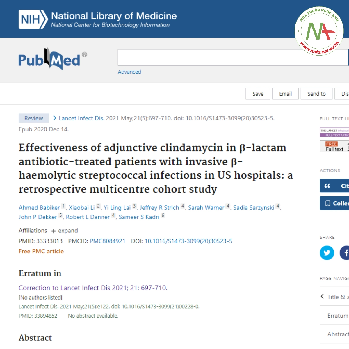 Effectiveness of adjunctive clindamycin in β-lactam antibiotic-treated patients with invasive β-haemolytic streptococcal infections in US hospitals: a retrospective multicentre cohort study