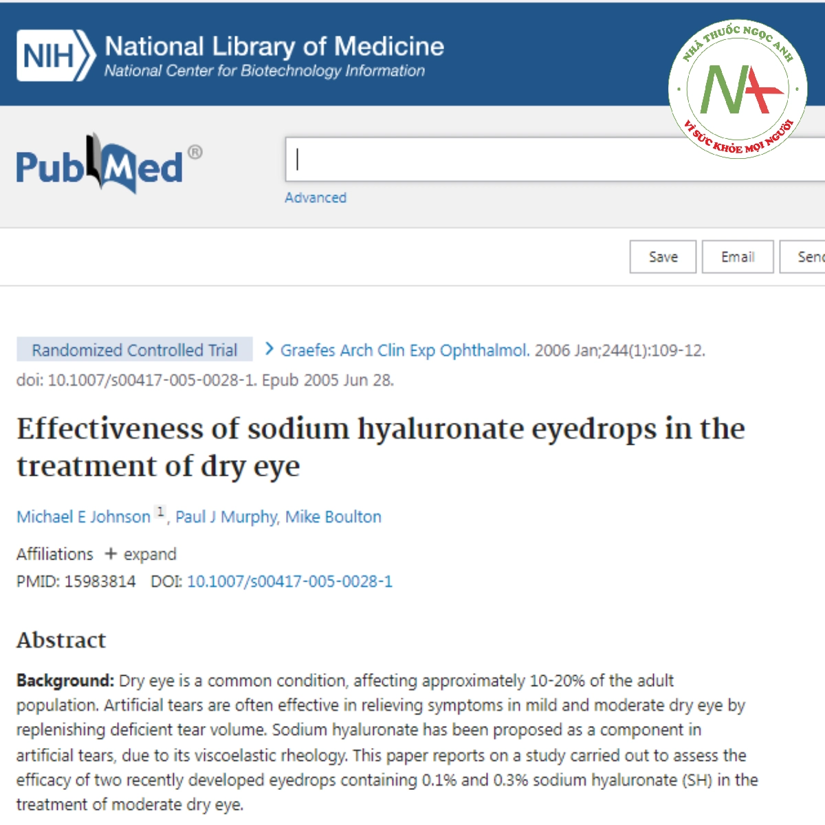 Effectiveness of sodium hyaluronate eyedrops in the treatment of dry eye