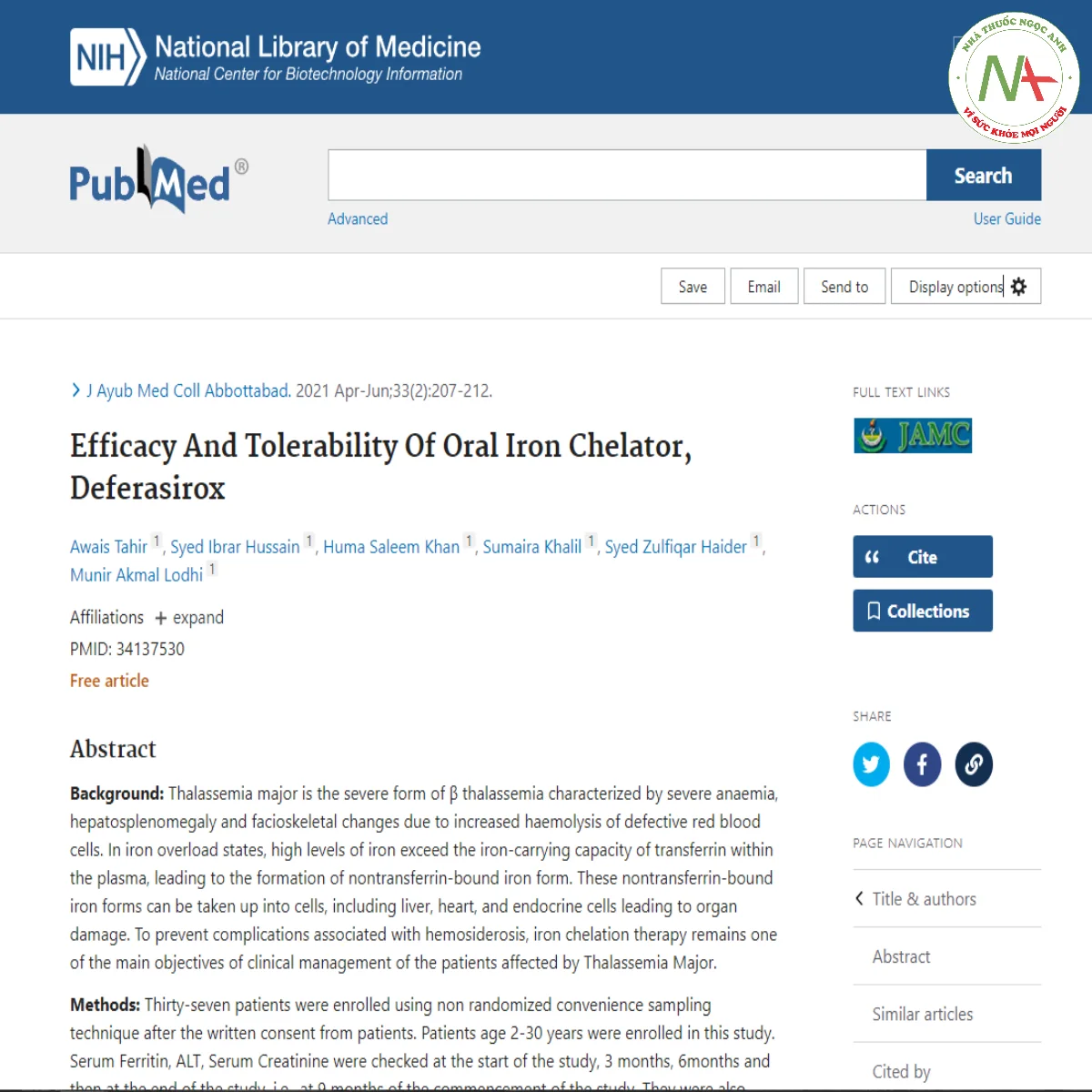 Efficacy And Tolerability Of Oral Iron Chelator, Deferasirox