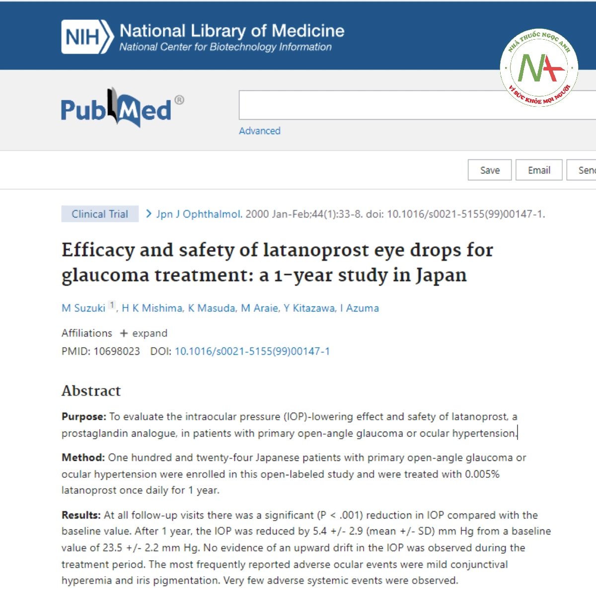 Efficacy and safety of latanoprost eye drops for glaucoma treatment: a 1-year study in Japan