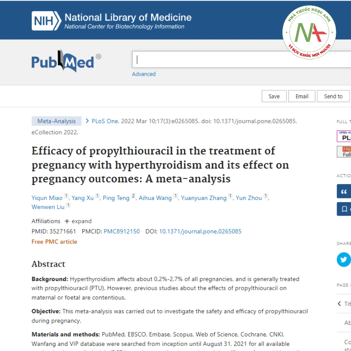 Efficacy of propylthiouracil in the treatment of pregnancy with hyperthyroidism and its effect on pregnancy outcomes_ A meta-analysis