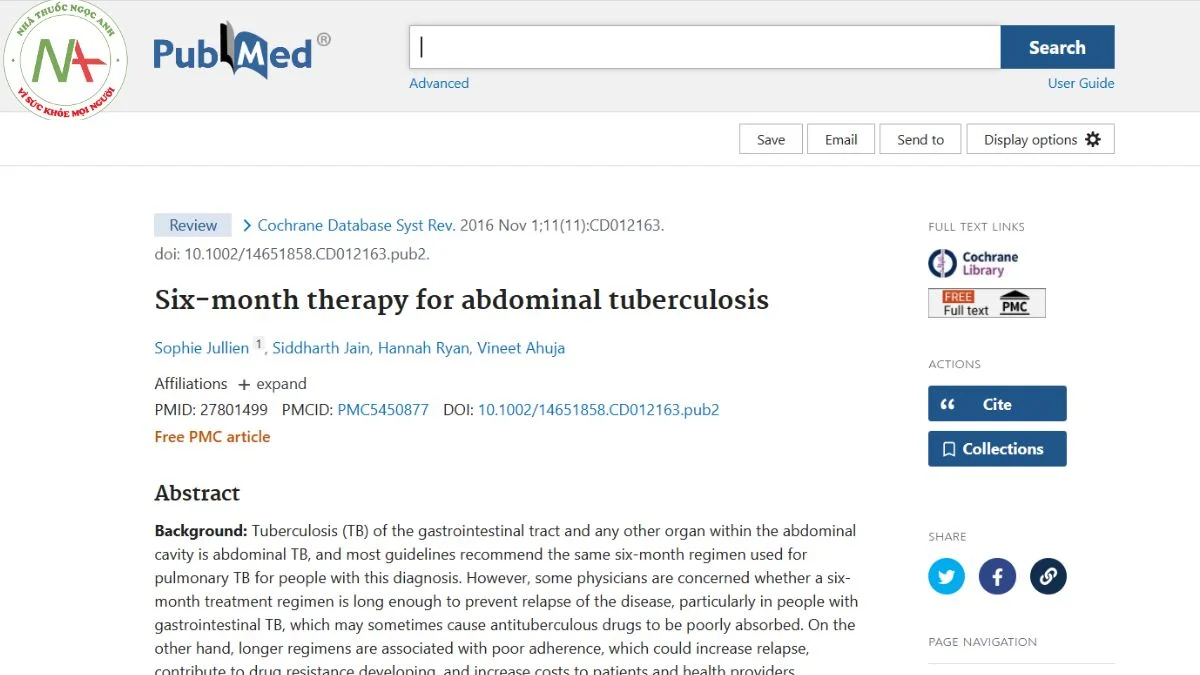 Six-month therapy for abdominal tuberculosis