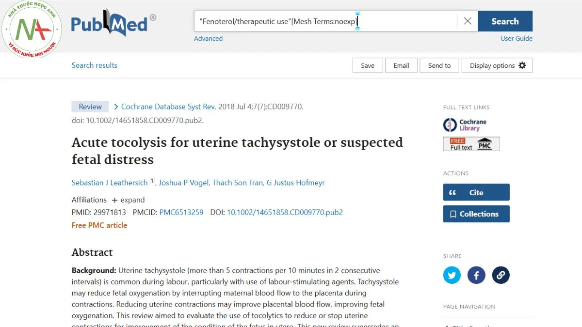 Acute tocolysis for uterine tachysystole or suspected fetal distress