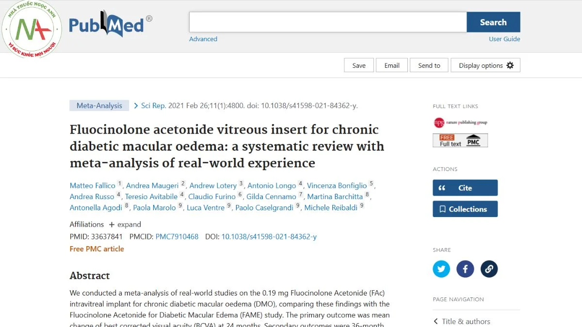 Fluocinolone acetonide vitreous insert for chronic diabetic macular oedema: a systematic review with meta-analysis of real-world experience