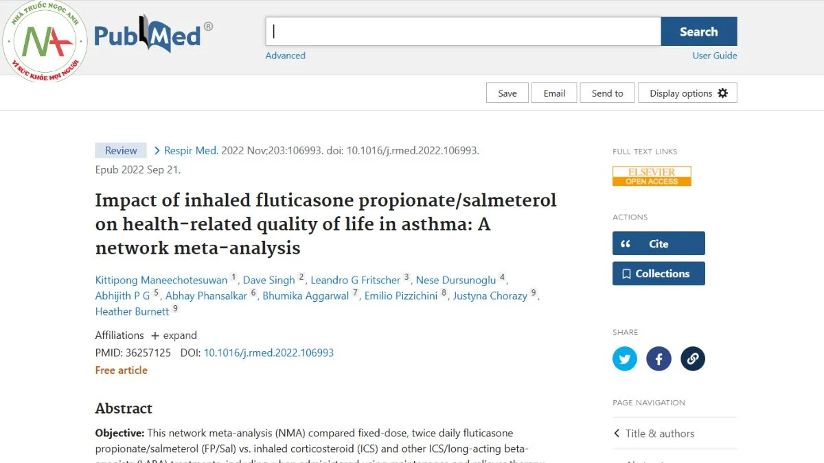 Impact of inhaled fluticasone propionate/salmeterol on health-related quality of life in asthma: A network meta-analysis
