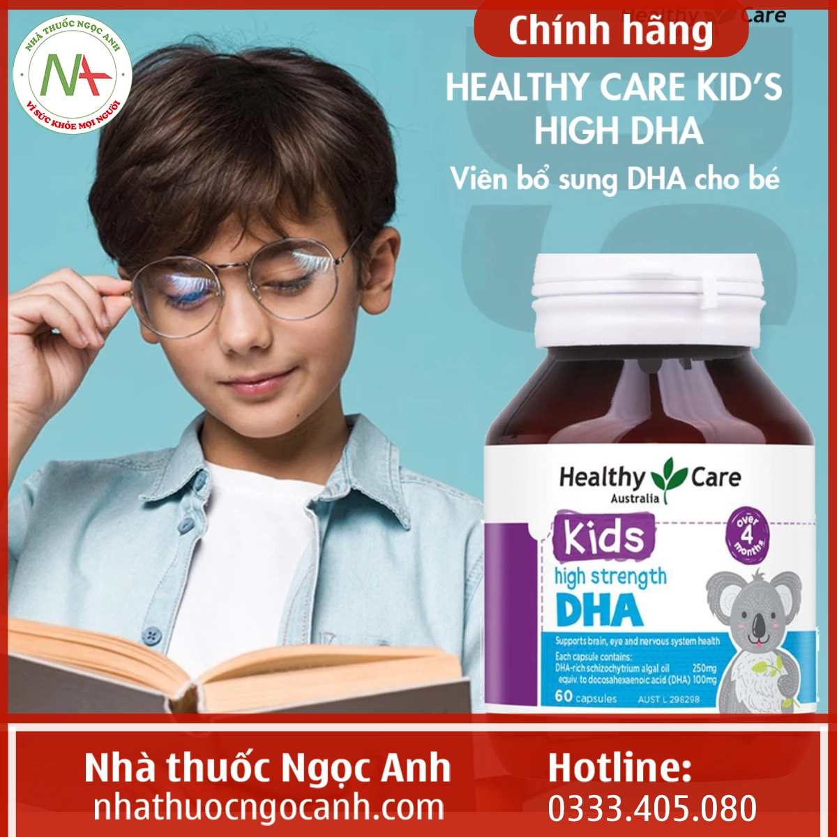 Healthy Care Kids High Strength DHA cung cấp DHA cho bé