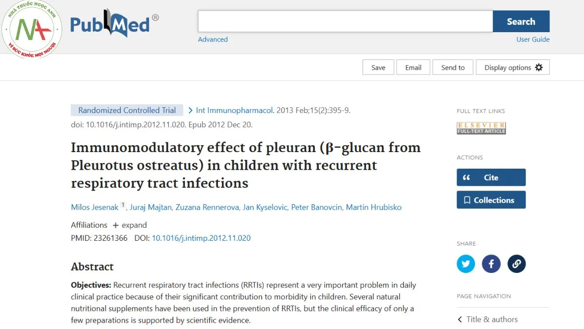 Immunomodulatory effect of pleuran (β-glucan from Pleurotus ostreatus) in children with recurrent respiratory tract infections