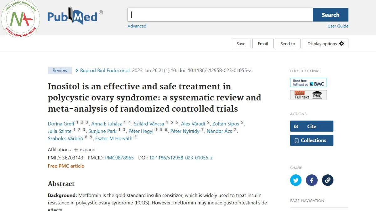 Inositol is an effective and safe treatment in polycystic ovary syndrome: a systematic review and meta-analysis of randomized controlled trials