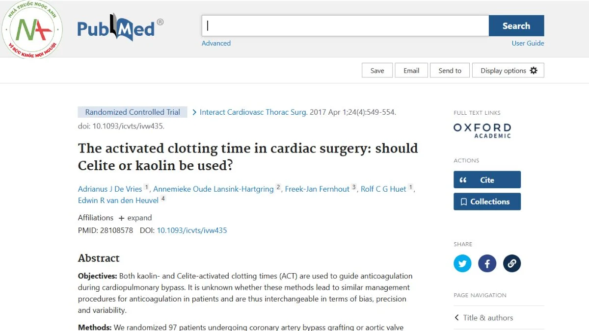 The activated clotting time in cardiac surgery: should Celite or kaolin be used?
