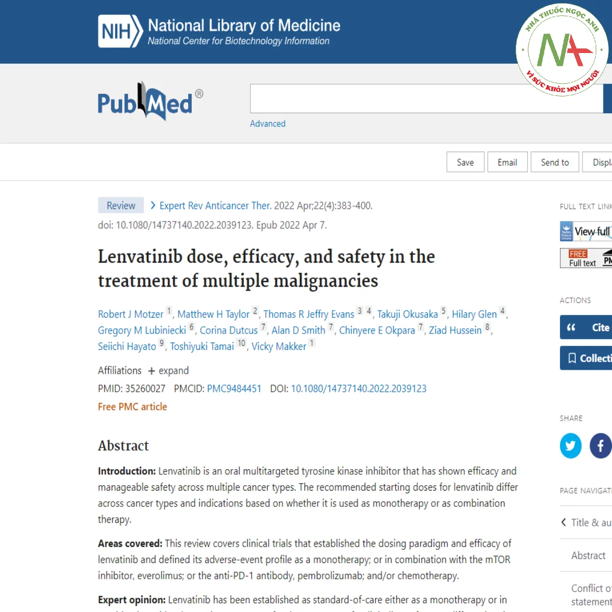 Lenvatinib dose, efficacy, and safety in the treatment of multiple malignancies