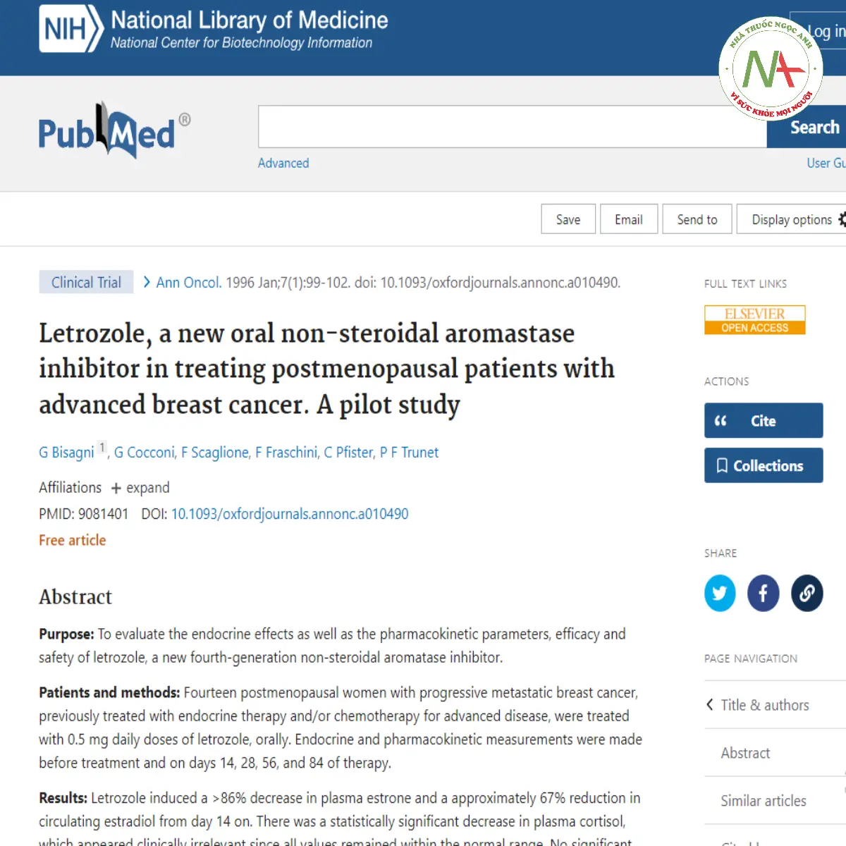 Letrozole, a new oral non-steroidal aromastase inhibitor in treating postmenopausal patients with advanced breast cancer. A pilot study