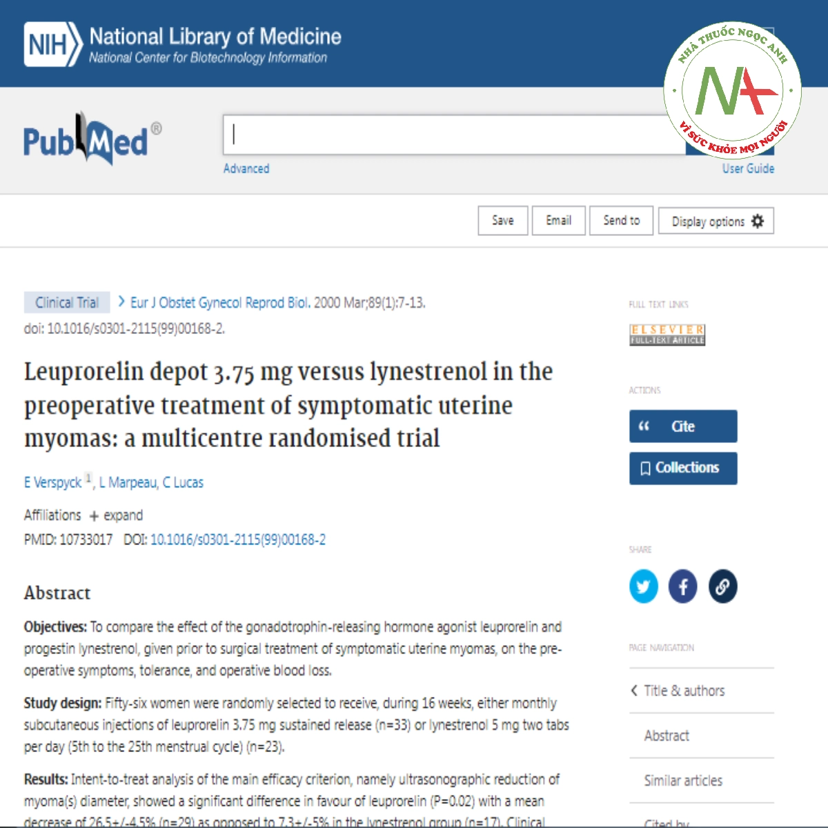 Leuprorelin depot 3.75 mg versus lynestrenol in the preoperative treatment of symptomatic uterine myomas: a multicentre randomised trial