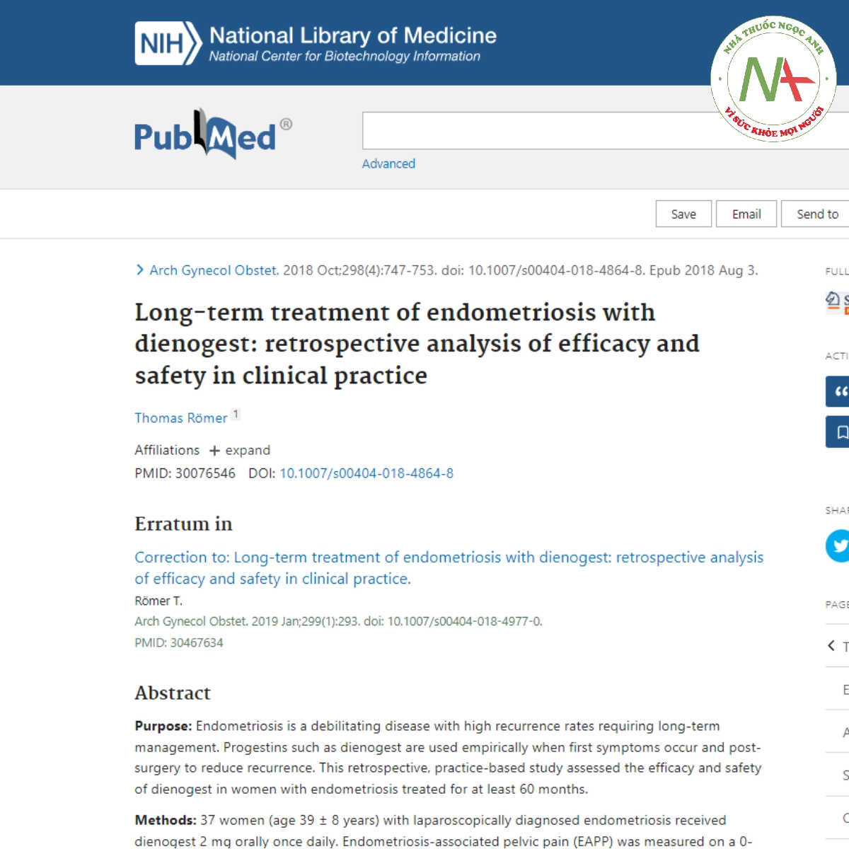 Long-term treatment of endometriosis with dienogest_ retrospective analysis of efficacy and safety in clinical practice