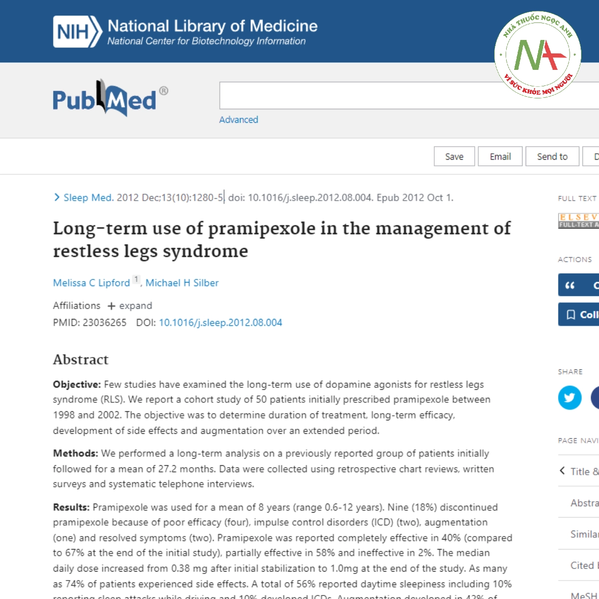 Long-term use of pramipexole in the management of restless legs syndrome