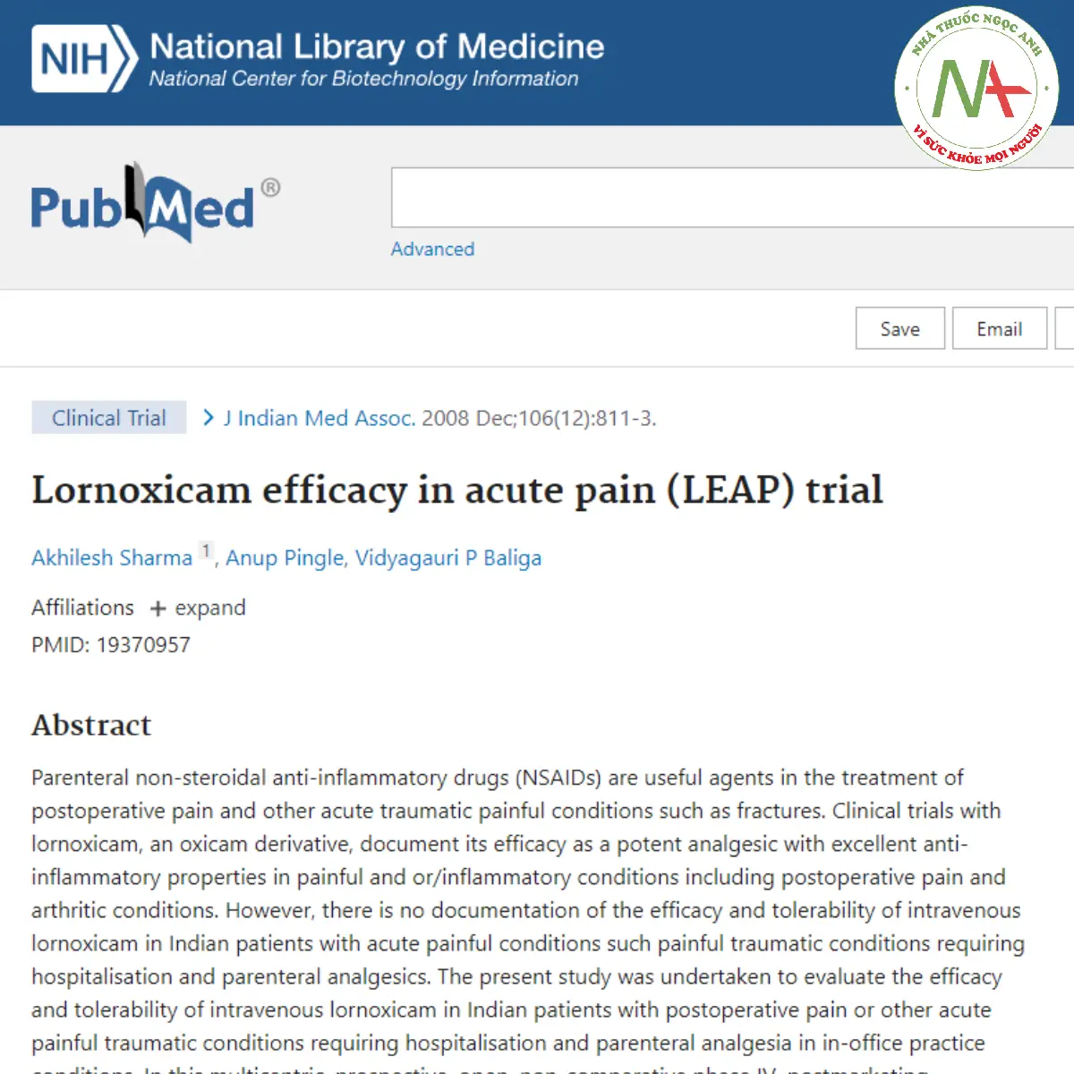Lornoxicam efficacy in acute pain (LEAP) trial